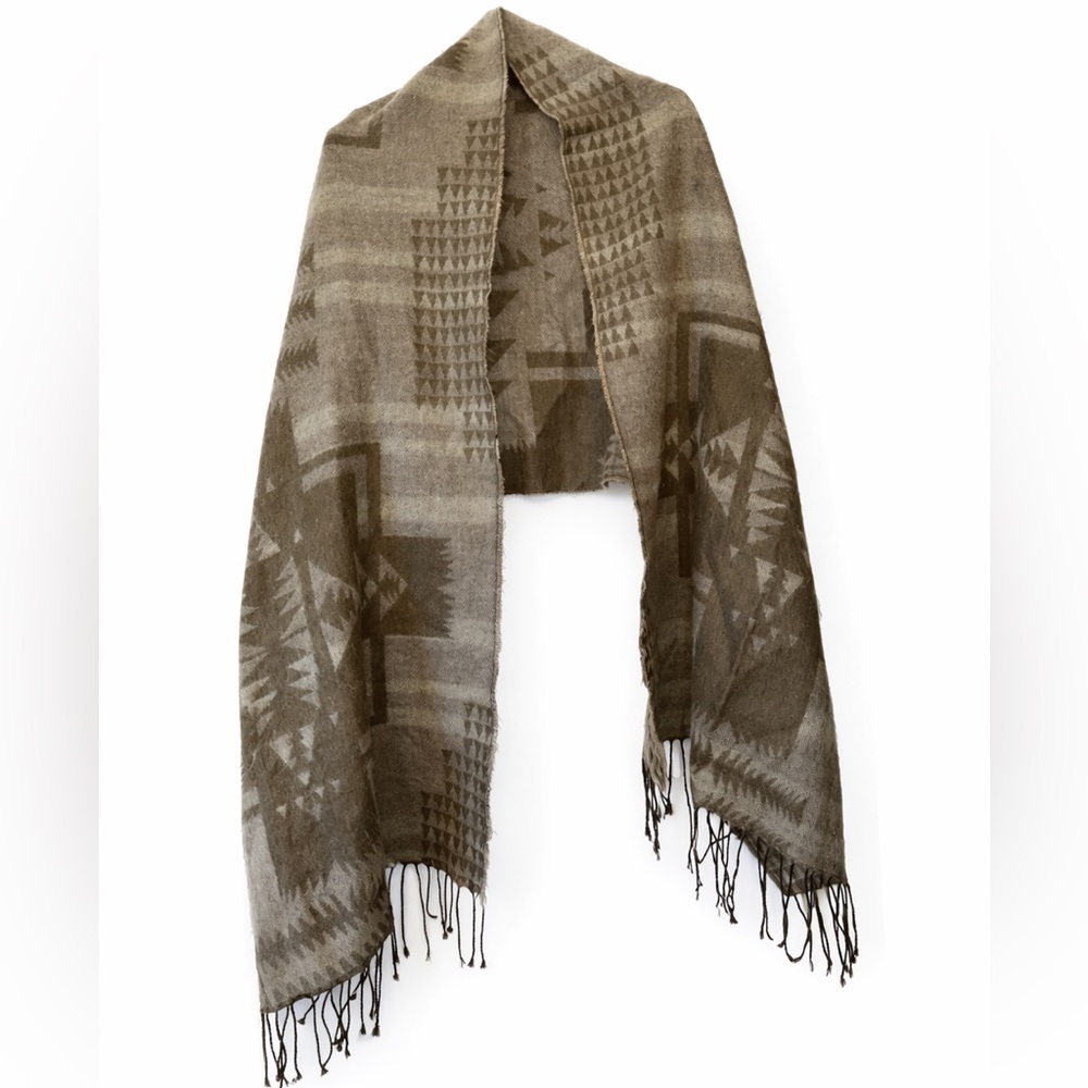 Motivi scarf brown Italian Southwestern fringe - Picture 1 of 9